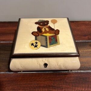 🌸NEW Beautiful Birks Swan Lake Teddy Bear Windup Music Box
